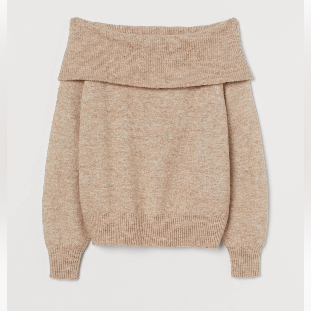 NWOT HM off shoulder beige sweater